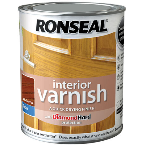 Ronseal Interior Varnish Quick Dry Satin Medium Oak 250ml RSLIVSMO250