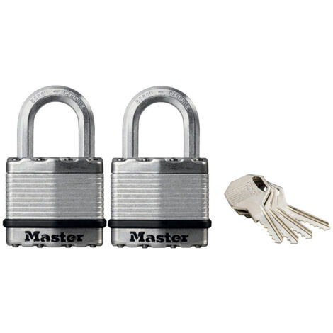 Master Lock M1EURT Excell Laminated Steel 45mm Padlock - 24mm Shackle - Keyed Alike x 2 MLKM1T