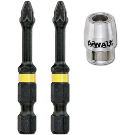 DeWalt Impact Torsion Bits PZ2 X 50MM (X2) and Magnetic Screwlock Sleeve