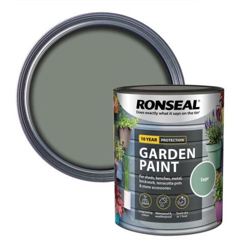 Ronseal 37395 Garden Paint Sage 750ml Exterior Outdoor Wood Shed Metal Brick