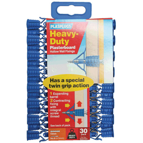 Plasplugs HCF 553 Heavy-Duty Plasterboard Fixings Pack of 30 PLASHCF553