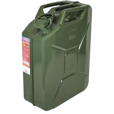 Faithfull – 20 litre steel jerry can green – Heavy-duty all-steel construction – Lockable filler cap with rubber seal – UN certified for Group II flammable liquids (1/5)