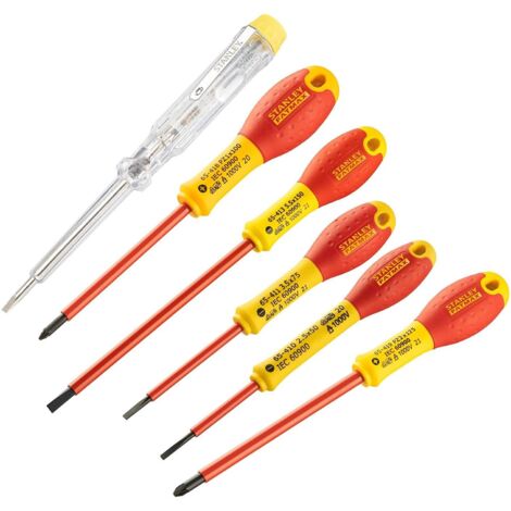 Stanley FatMax Insulated VDE Screwdriver Set X6 Parallel Pozi STA065443 0-65-443