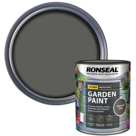 Ronseal 38263 Garden Paint Charcoal Grey 750ml Exterior Outdoor Wood Shed Metal