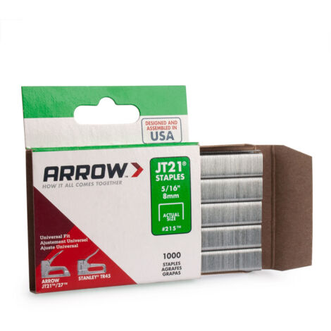 ARROW JT21/T27 Light-Duty Staples 6mm (1/4 in) 1000 Pack Model A214 (1/4)