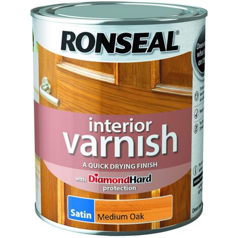 Ronseal Interior Varnish Quick Dry Satin Medium Oak 750ml RSLIVSMO750