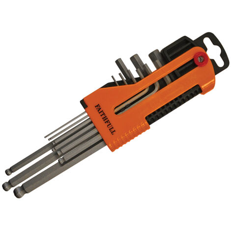 Faithfull Metric Long Arm Ball End Hex Key Set, 9 Piece FAIHKS9MBLA