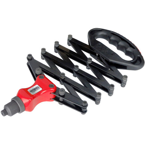 Faithfull Heavy-Duty Lazy Tong Riveter - One-Hand Concertina Tool with 5 Nozzles (2.4–6.4mm)