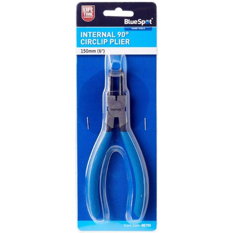 BlueSpot Internal Circlip Pliers 90 Degree Angled Tip, 150 mm (6 in), Chrome Vanadium Steel (1/3)