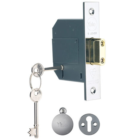 Yale Locks Pm562 Hi-Security Bs 5 Lever Mortice Deadlock 68Mm 2.5In Polished Chrome