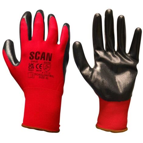 Scan Palm Dipped Black Nitrile Gloves - Large (Size 9) (1/3)