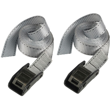 Master Lock 3110EURDAT Lashing Strap with Metal Buckle Grey 25m 150kg Pack 2 MLK3110E