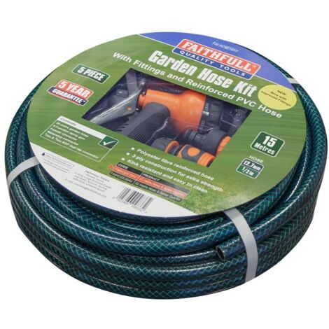 Faithfull PVC Reinforced Hose 15m Fittings & Spray Gun FAIHOSE15AV (1/5)