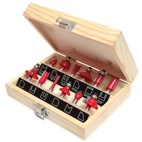 Faithfull 12-Piece Tungsten Carbide TCT Router Bit Set with 1/4-inch Shank in Carry Case (1/5)