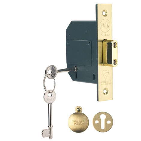 Yale Locks Pm562 Hi-Security Bs 5 Lever Mortice Deadlock 81Mm 3In Polished Brass (1/2)