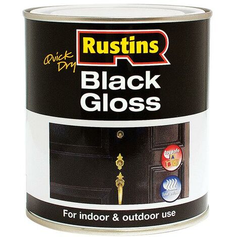 Rustins Quick Dry Black Gloss Paint 1 Litre