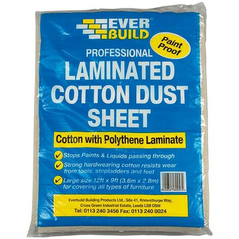 Everbuild Laminated Cotton Twill Dust Sheet 3.6 x 2.7 m (12 x 9 ft) Waterproof (1/3)