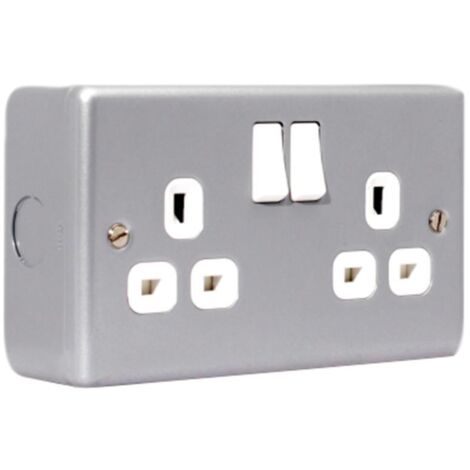 Masterplug MC522-01 Metal Clad Switched Socket 2-Gang 13A MSTMC522