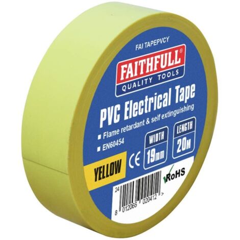 Faithfull 00351920YETB PVC Electrical Tape Yellow 19mm x 20m FAITAPEPVCY