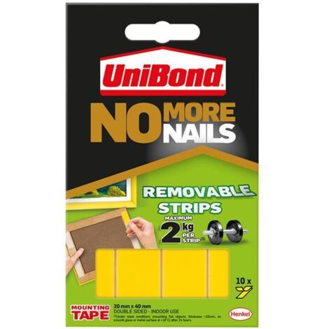 UniBond No More Nails Removable Adhesive Pads 19mm x 40mm, Pack of 10