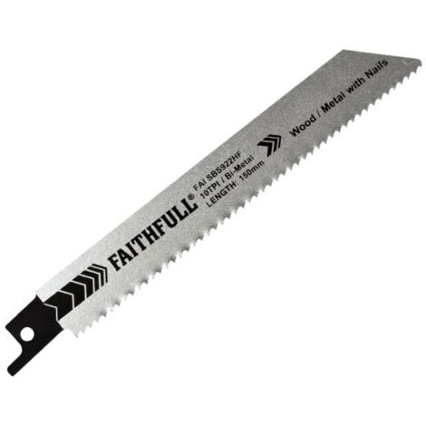 Faithfull S922HF Bi-Metal Sabre Saw Blade for Demolition, 150mm Length, 10 TPI, Pack of 5 (1/2)