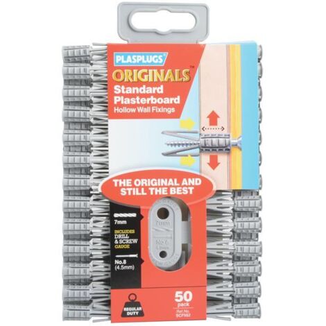 Plasplugs x50 7mm ORIGINALS Plasterboard Fixings Dry Wall Plugs SCF552CC
