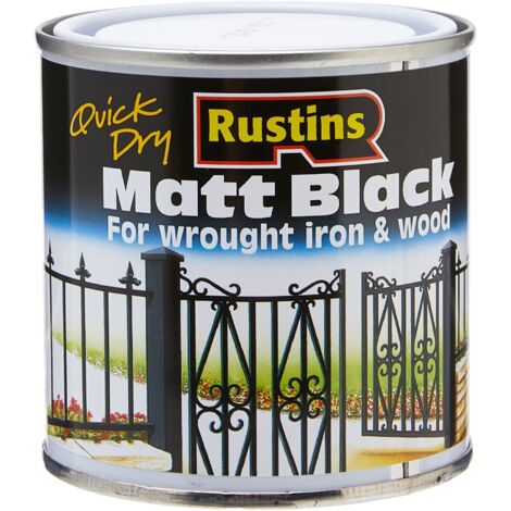 Matt black quick drying anti rust paint 250ml – Durable finish for wood and metal – Low VOC – Suitable for interior and exterior use – Rustins (1/3)