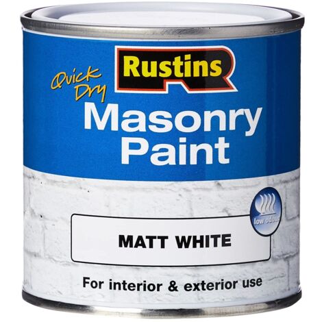 Rustins Quick Dry Masonry Paint White 250ml Fast-Drying Matt Finish (1/3)