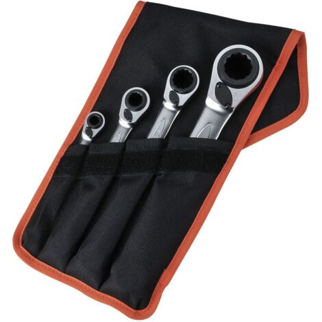 Bahco reversible ratchet spanners set 4 piece – Made from forged steel – Chrome-plated for secure grip – For easy nut and bolt removal (1/3)