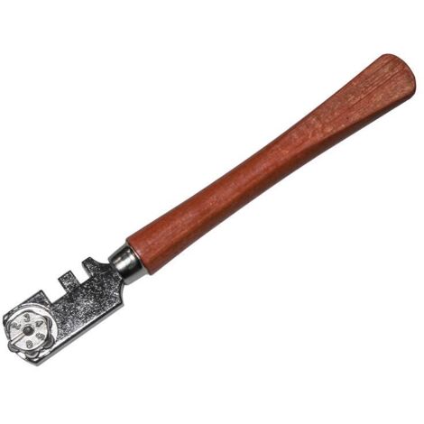 Faithfull 8150A-1 Six Wheel Glasscutter Tungsten Carbide - Wood Handle FAIGCSIX (1/2)