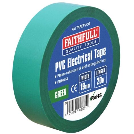 Faithfull 00351920GNTB PVC Electrical Tape Green 19mm x 20m FAITAPEPVCG