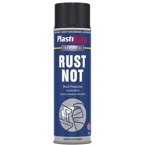 Plastikote Rust Not Gloss Black 500ml Durable Rust Protection (1/3)
