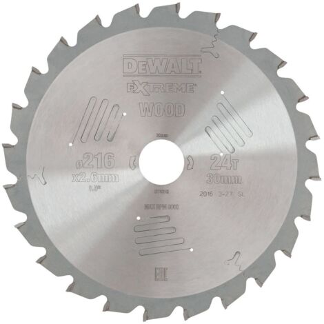 DEWALT Series 60 Circular Saw Blade 216 x 30mm x 24T ATB/Neg DEWDT4310QZ