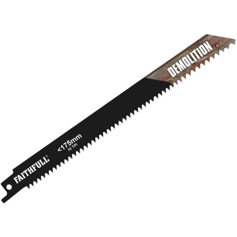 Faithfull S1122HF Bi-Metal Sabre Saw Blade for Demolition, 200mm Length, 10 TPI, Pack of 5 (1/2)