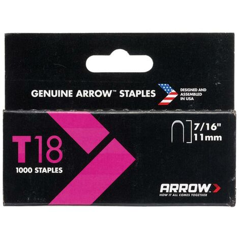 Arrow A187 T18 Staples 11mm (7/16in) (Box 1000) ARRT18716S (1/3)