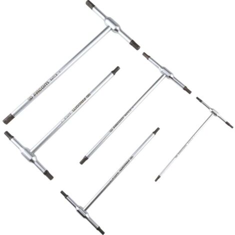 Facom Metric T Handle Hexagon Key Set 5 Piece With 3 Hexagon Ends FCM84TCJE5