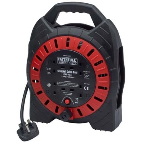 Faithfull 10m 13A Cable Reel 4 Socket Fast Rewind FPPCR10MSE