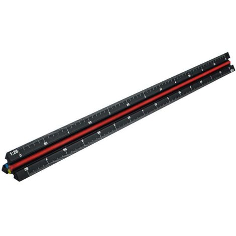 Faithfull 78L030 Prestige Tri-Scale Engineer Rule Black Aluminium 300mm FAIRULETECNC