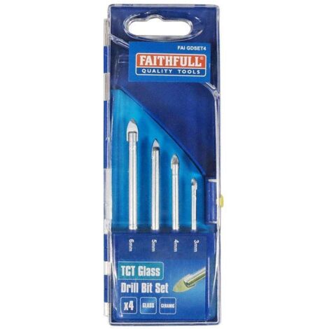 Faithfull Tile & Glass Drill Bit Set of 4 (3-6mm) FAIGDSET4