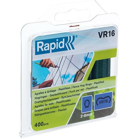 RAPID VR16 Fence Hog Rings Pack of 400, Galvanised Steel