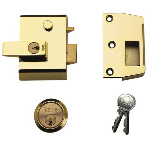 Yale Locks P2 Double Security Nightlatch 40mm Backset Brasslux Finish Visi YALP2B