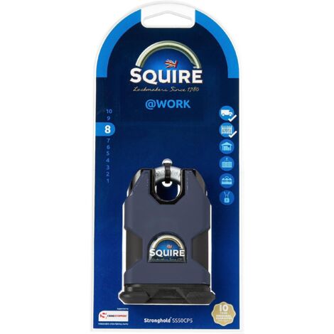 Squire SS50CP5 Stronghold Solid Steel & Brass Padlock 50mm Closed Shackle CEN3 HSQSS50CP5