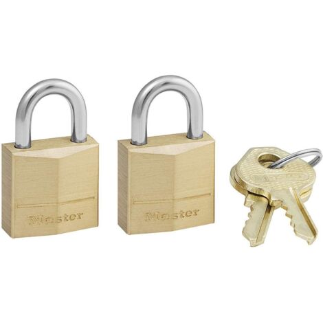 Master Lock 120EURT Solid Brass 20mm Padlock 3-Pin - Keyed Alike x 2 MLK120T