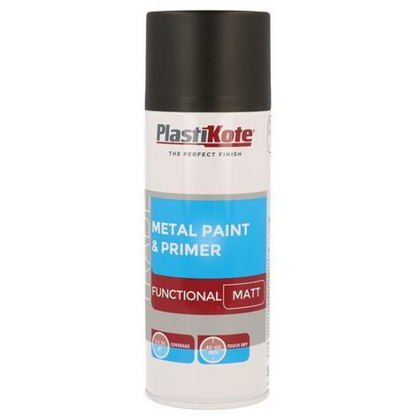 PlastiKote 440.0071023.076 Trade Metal Spray Paint & Primer Matt Black 400ml PKT71023