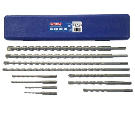 Faithfull SDS-Plus Masonry Drill Bit Set 11-Piece 5-20 mm Tungsten Carbide Tips (1/2)