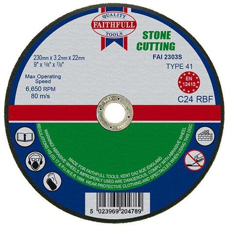 Faithfull Stone Cut Off Disc 230 x 3.2 x 22.23mm (1/3)