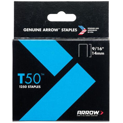 Arrow A50924 T50 Staples 14mm (9/16in) (Box 1250) ARRT50916S