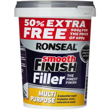 Ronseal 36545 Smooth Finish Multi-Purpose Interior Wall Filler, Ready Mixed, 600g (+50%)