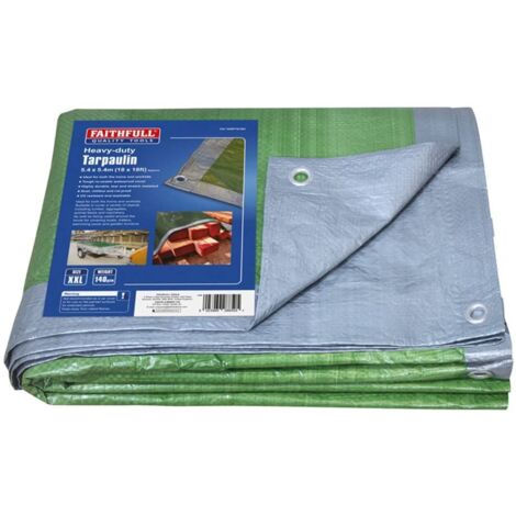 Faithfull FAITARP1818H Tarpaulin Green / Silver Heavy-Duty 5.4m x 5.4m 18ft Tarp