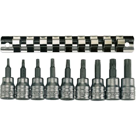 Teng M3813Tx Socket Clip Rail Set Of 9 External Torx 3/8In Drive